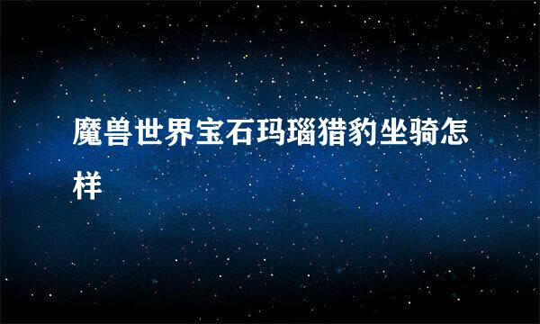 魔兽世界宝石玛瑙猎豹坐骑怎样