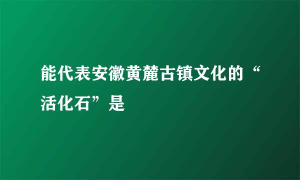 能代表安徽黄麓古镇文化的“活化石”是