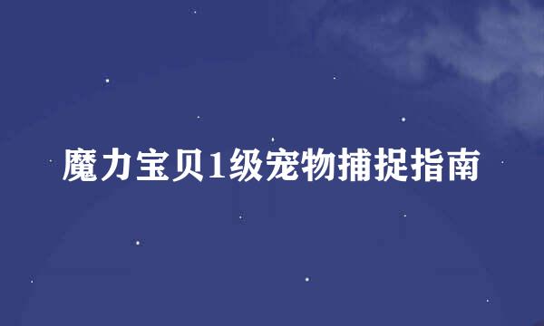 魔力宝贝1级宠物捕捉指南