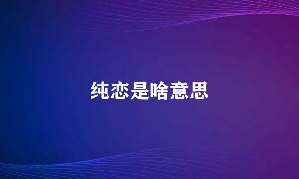 纯恋是啥意思
