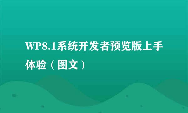 WP8.1系统开发者预览版上手体验（图文）