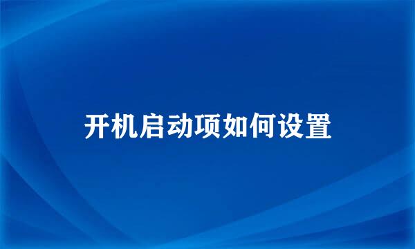 开机启动项如何设置
