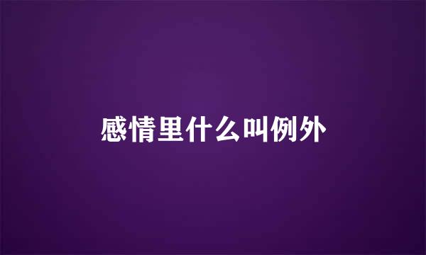 感情里什么叫例外