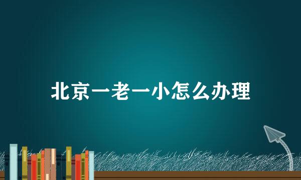 北京一老一小怎么办理