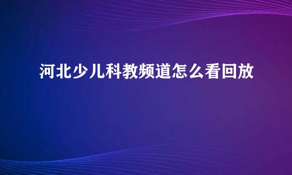 河北少儿科教频道怎么看回放