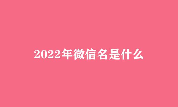 2022年微信名是什么