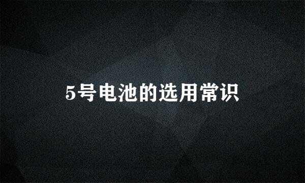 5号电池的选用常识