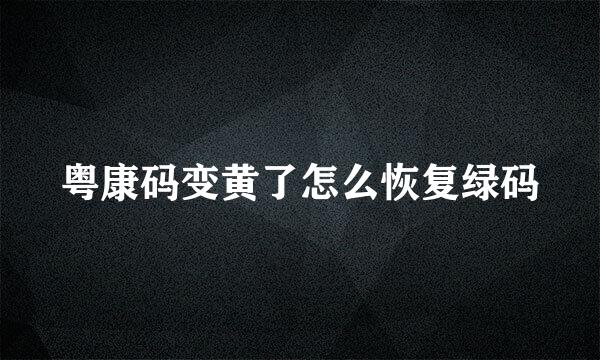 粤康码变黄了怎么恢复绿码
