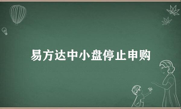 易方达中小盘停止申购