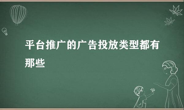 平台推广的广告投放类型都有那些