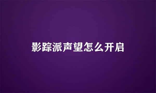 影踪派声望怎么开启