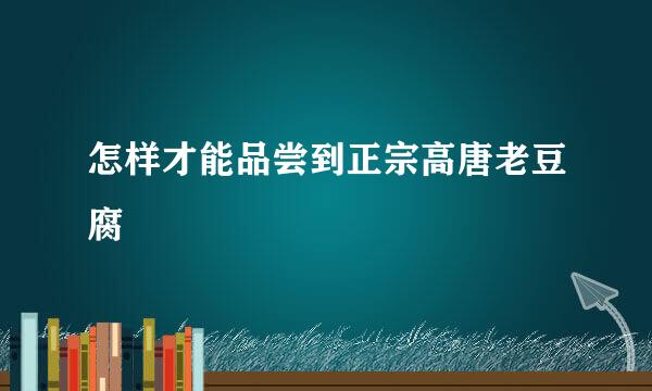 怎样才能品尝到正宗高唐老豆腐