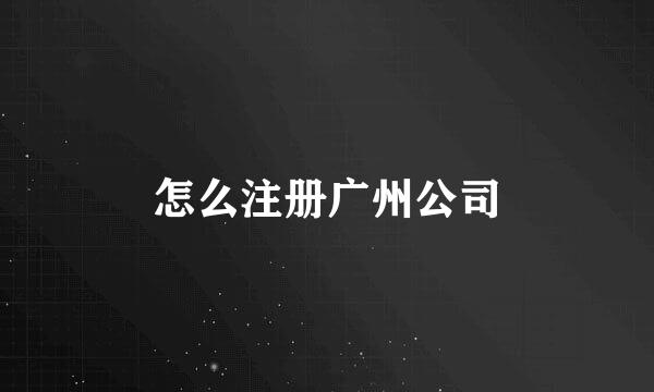 怎么注册广州公司