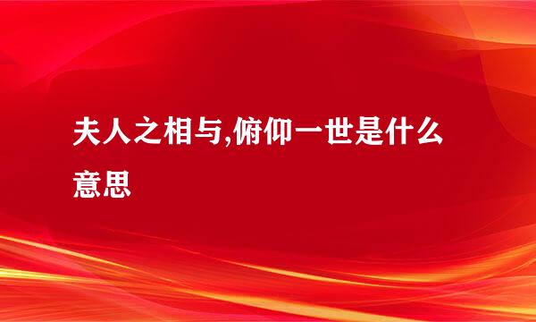 夫人之相与,俯仰一世是什么意思