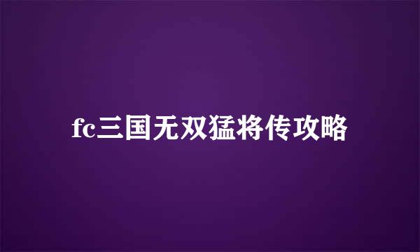 fc三国无双猛将传攻略