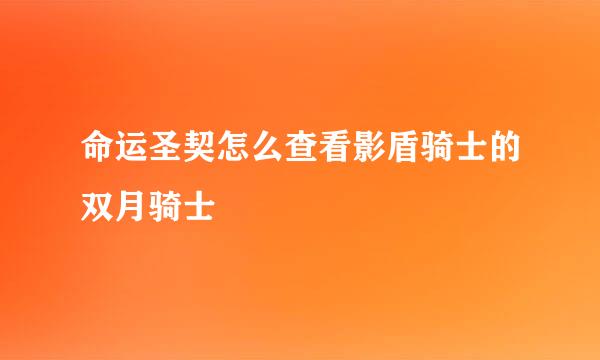 命运圣契怎么查看影盾骑士的双月骑士