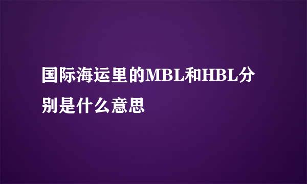 国际海运里的MBL和HBL分别是什么意思