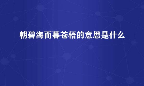 朝碧海而暮苍梧的意思是什么