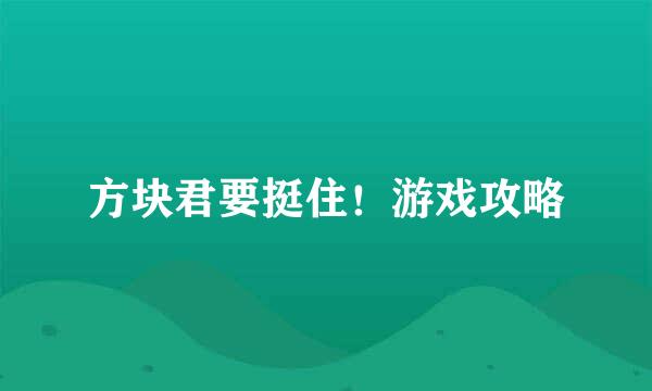 方块君要挺住！游戏攻略