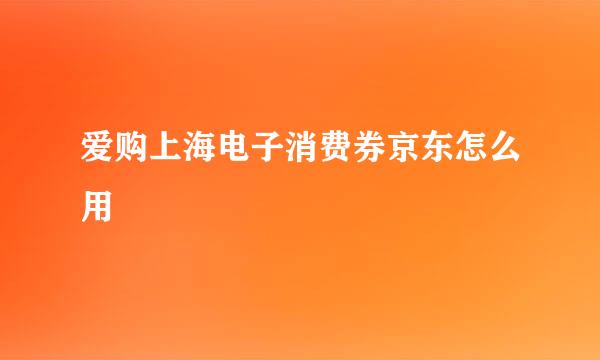 爱购上海电子消费券京东怎么用
