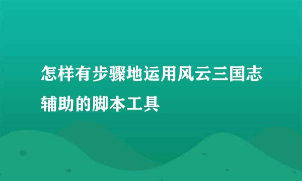 怎样有步骤地运用风云三国志辅助的脚本工具