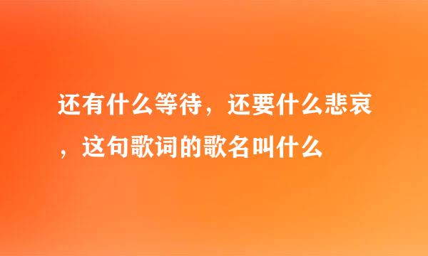还有什么等待，还要什么悲哀，这句歌词的歌名叫什么