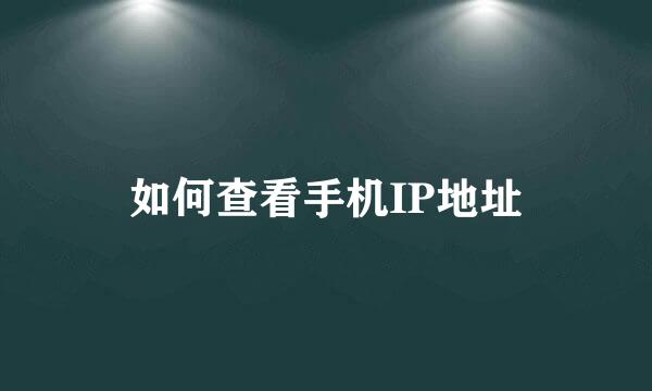 如何查看手机IP地址