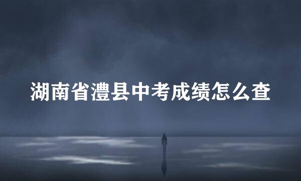湖南省澧县中考成绩怎么查