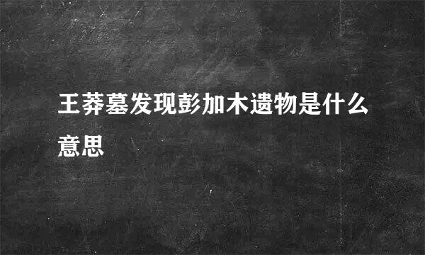 王莽墓发现彭加木遗物是什么意思