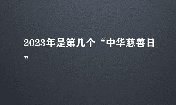 2023年是第几个“中华慈善日”