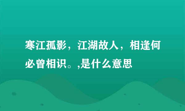 寒江孤影，江湖故人，相逢何必曾相识。,是什么意思
