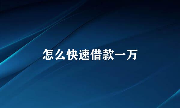 怎么快速借款一万