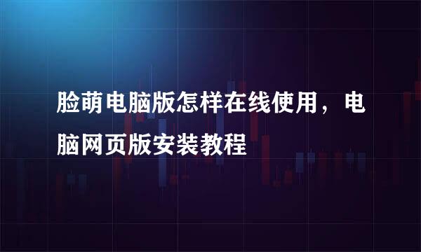 脸萌电脑版怎样在线使用，电脑网页版安装教程