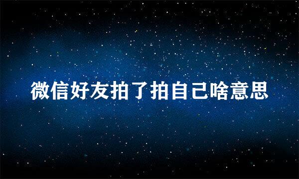 微信好友拍了拍自己啥意思