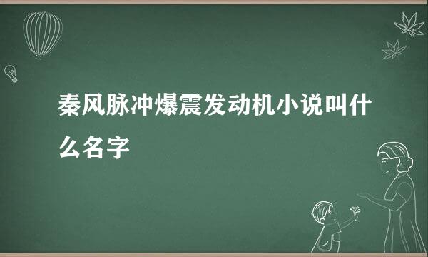 秦风脉冲爆震发动机小说叫什么名字