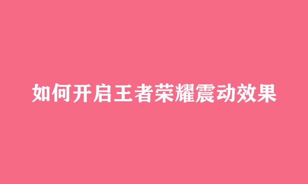 如何开启王者荣耀震动效果