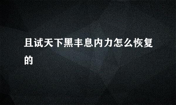 且试天下黑丰息内力怎么恢复的