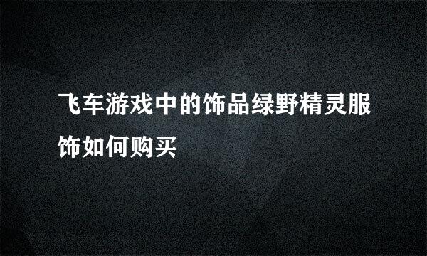 飞车游戏中的饰品绿野精灵服饰如何购买
