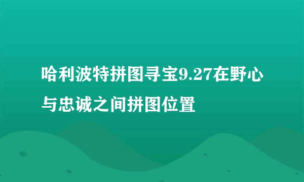 哈利波特拼图寻宝9.27在野心与忠诚之间拼图位置