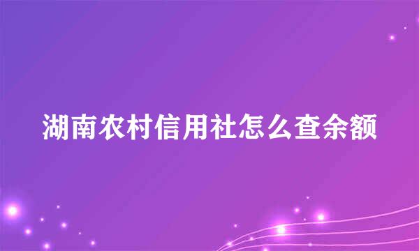 湖南农村信用社怎么查余额