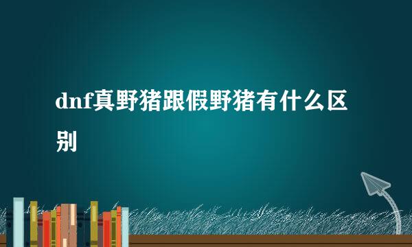 dnf真野猪跟假野猪有什么区别
