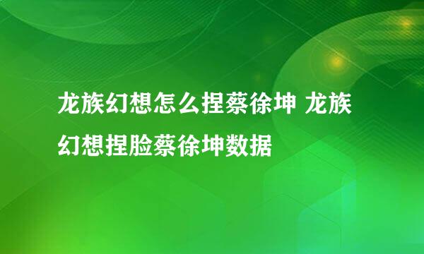 龙族幻想怎么捏蔡徐坤 龙族幻想捏脸蔡徐坤数据