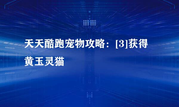 天天酷跑宠物攻略：[3]获得黄玉灵猫