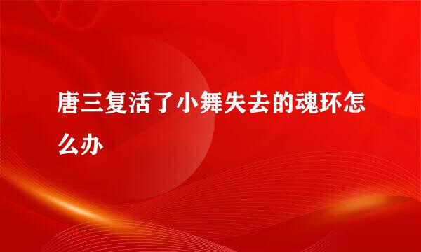 唐三复活了小舞失去的魂环怎么办