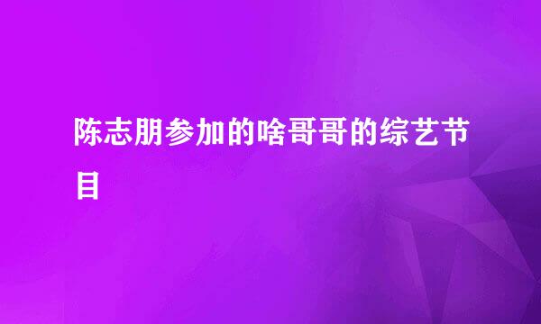 陈志朋参加的啥哥哥的综艺节目