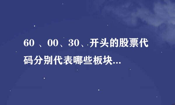 60 、00、30、开头的股票代码分别代表哪些板块，股票进入相应的板块需要达到什么样的标准