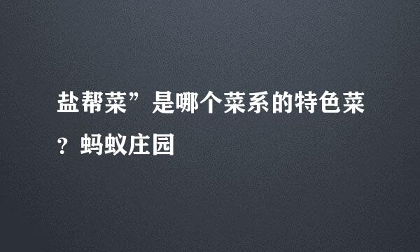 盐帮菜”是哪个菜系的特色菜？蚂蚁庄园