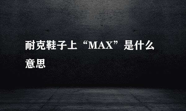 耐克鞋子上“MAX”是什么意思