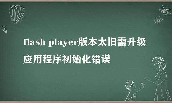 flash player版本太旧需升级应用程序初始化错误