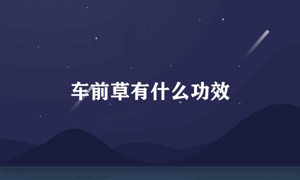 车前草有什么功效